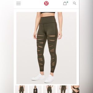 Lululemon Zig Zag Mesh Cutout Leggings | Green | Size 4 | Women’s